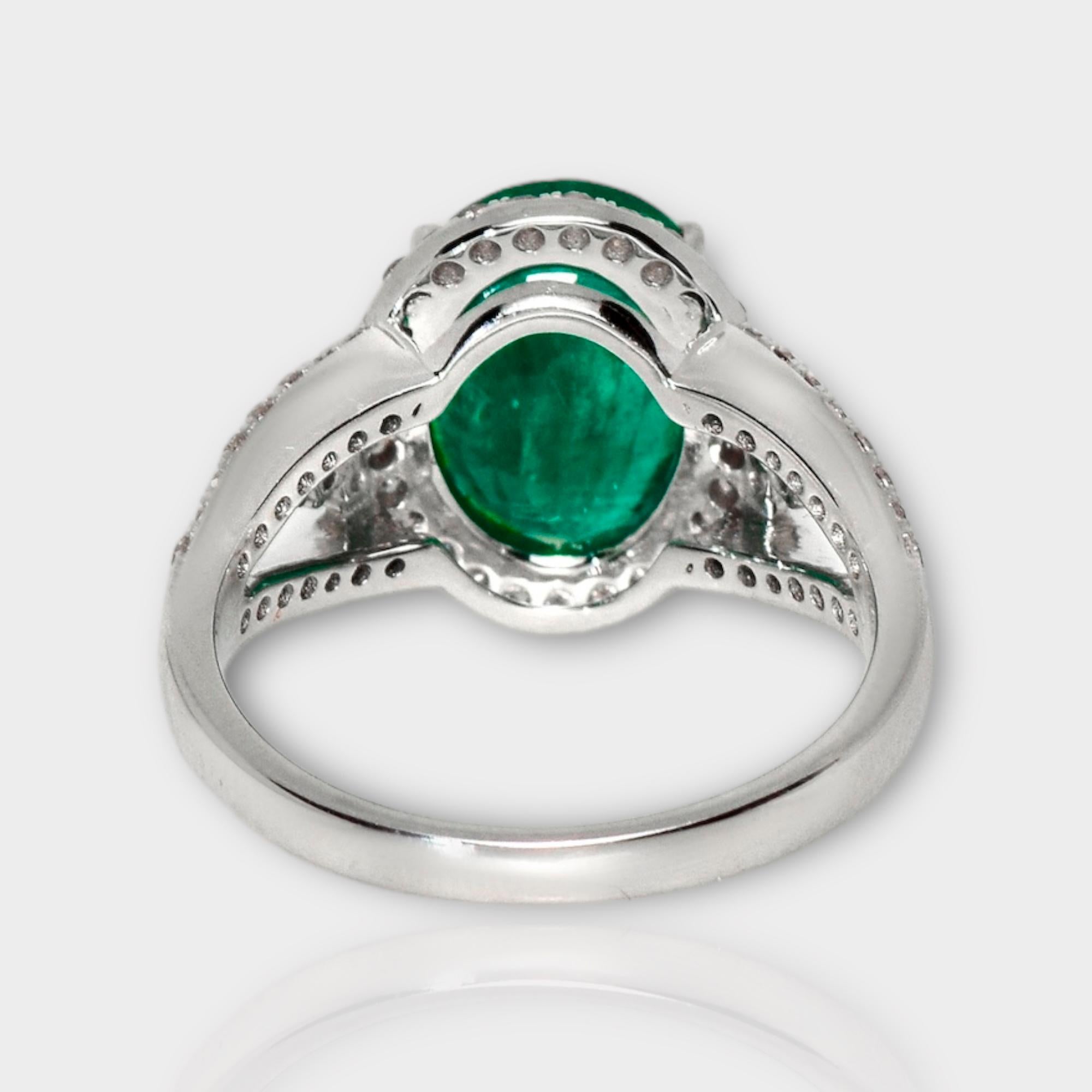 IGI 14K 3.24 Ct Emerald&Pink Diamonds Antique Art Deco Style Engagement Ring For Sale 1