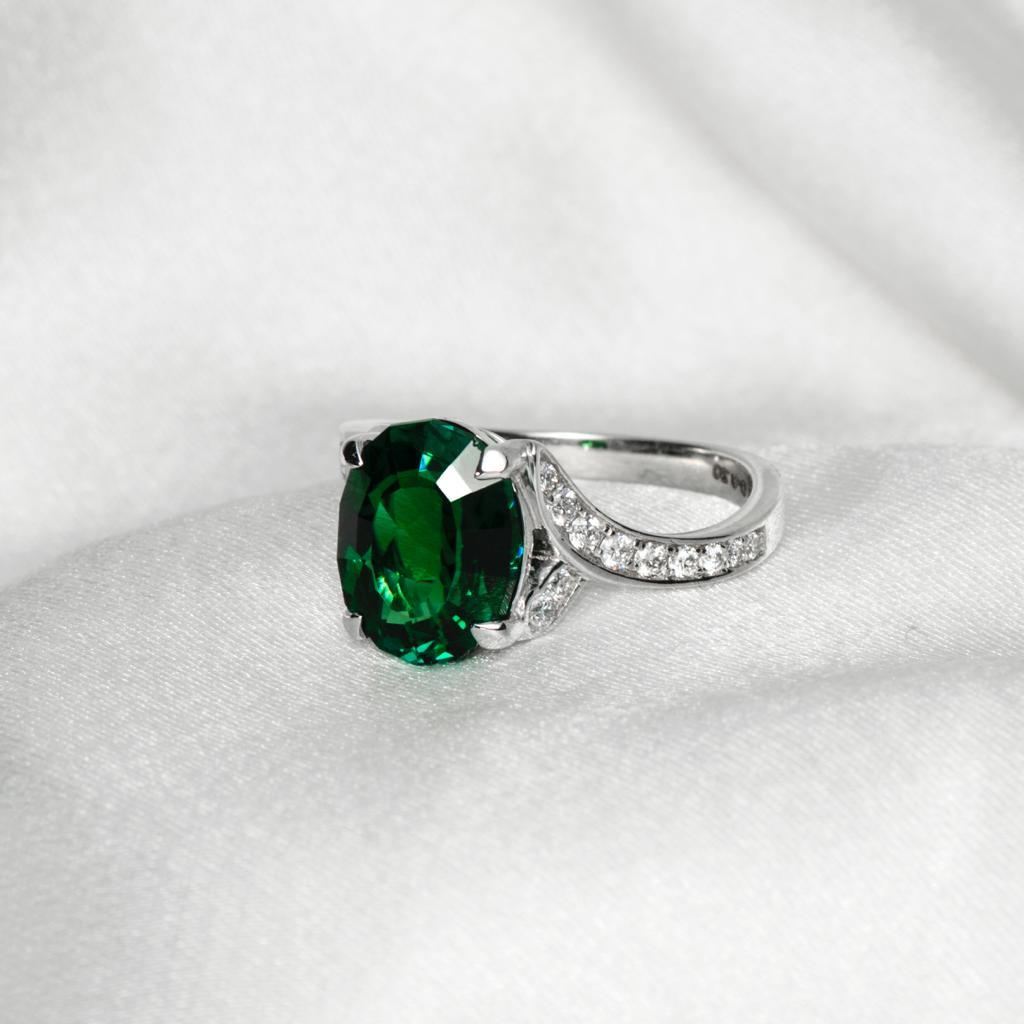 antique green tourmaline engagement ring