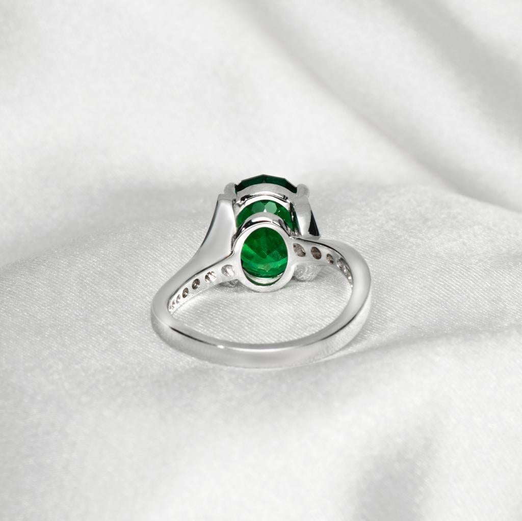 Contemporary IGI 14K 3.32 Ct Bluish Green Tourmaline Antique Art Deco Style Engagement Ring