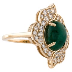 14K 3.39ct Emerald & Sapphire Cocktail Ring, Size 7, Round Brilliant Sapphire