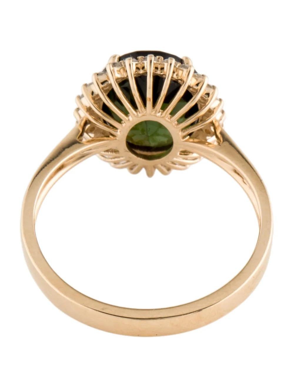 14K 3.42ctw Tourmaline Diamond Cocktail Ring Size 7.25 Yellow Gold Vintage In New Condition For Sale In Holtsville, NY