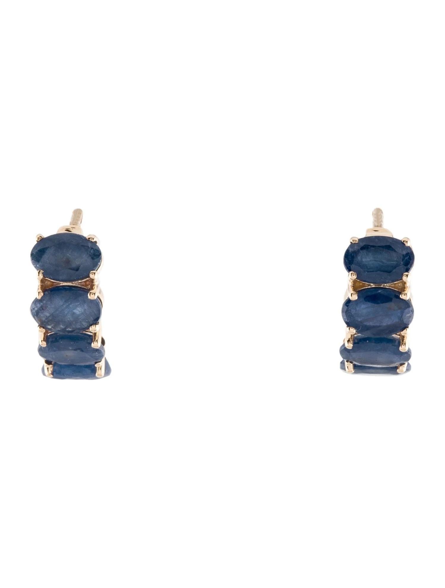 Oval Cut 14K 3.45ctw Sapphire Huggie Earrings - Oval Blue Sapphires For Sale