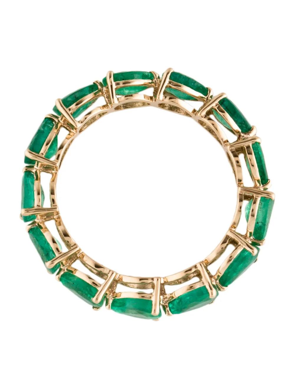 Women's 14K 3.55ctw Emerald Eternity Band Ring Size 7 - Green Gemstone Fine Jewelry For Sale