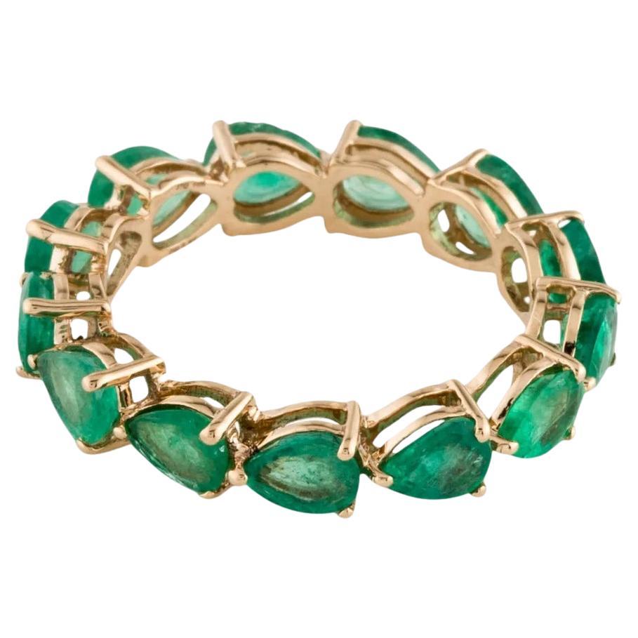 14K 3.55ctw Emerald Eternity Band Ring Size 7 - Green Gemstone Fine Jewelry