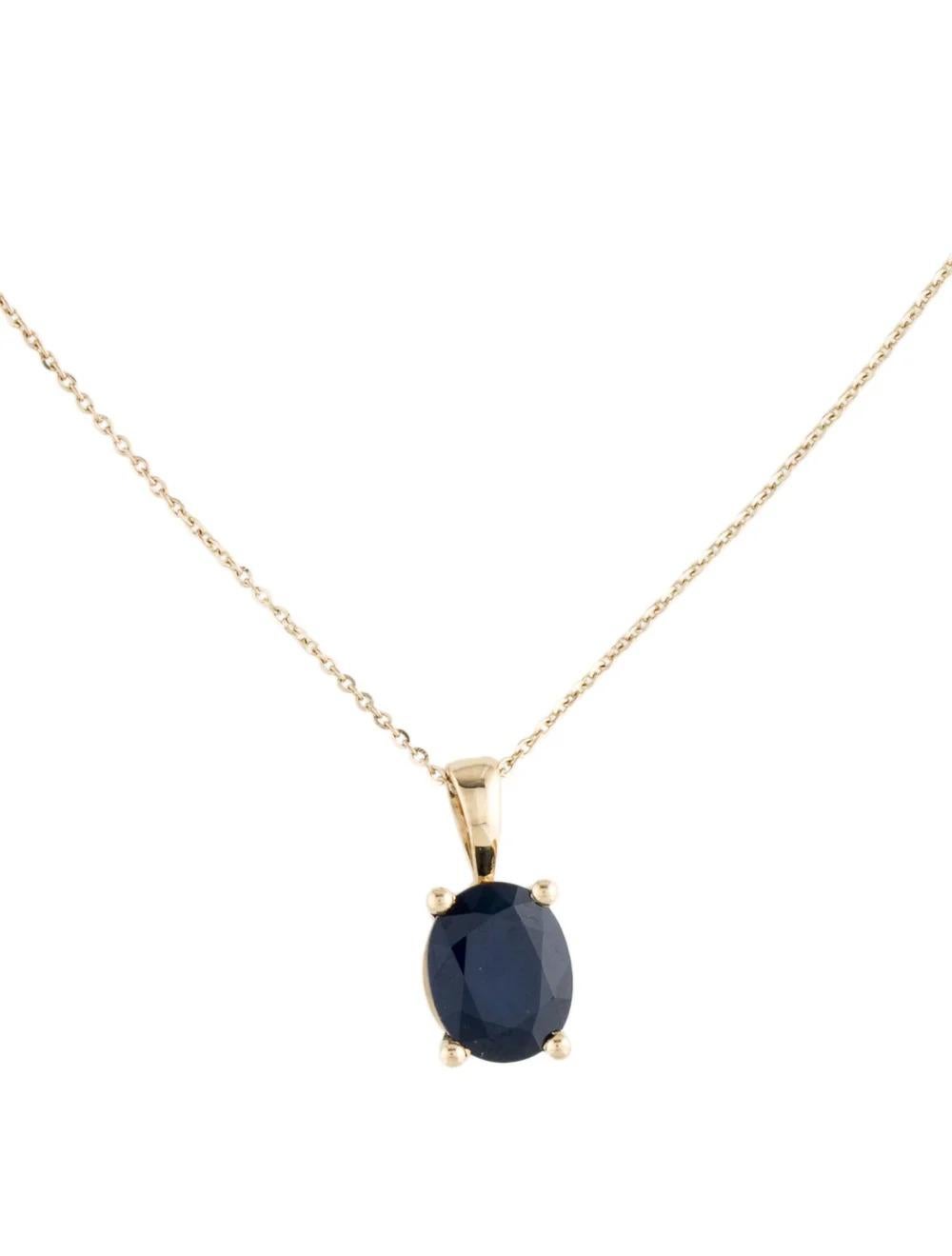 Elevate your style with this stunning 14K Yellow Gold Sapphire Pendant Necklace, a timeless piece that exudes elegance and sophistication. Crafted with meticulous attention to detail, this necklace is sure to become a cherished addition to your