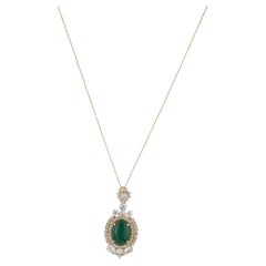 Collana con smeraldo, zaffiro e diamante 14K 3,63ct, pera modificata Brilliante