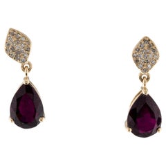 Pendientes Gota Turmalina y Diamante 14K 3,68ct   Turmalina brillante pera modificada