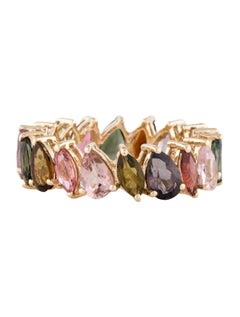 14K 3.76ctw Tourmaline Eternity Band Taille : 7,  Brilliante modifiée Marquise