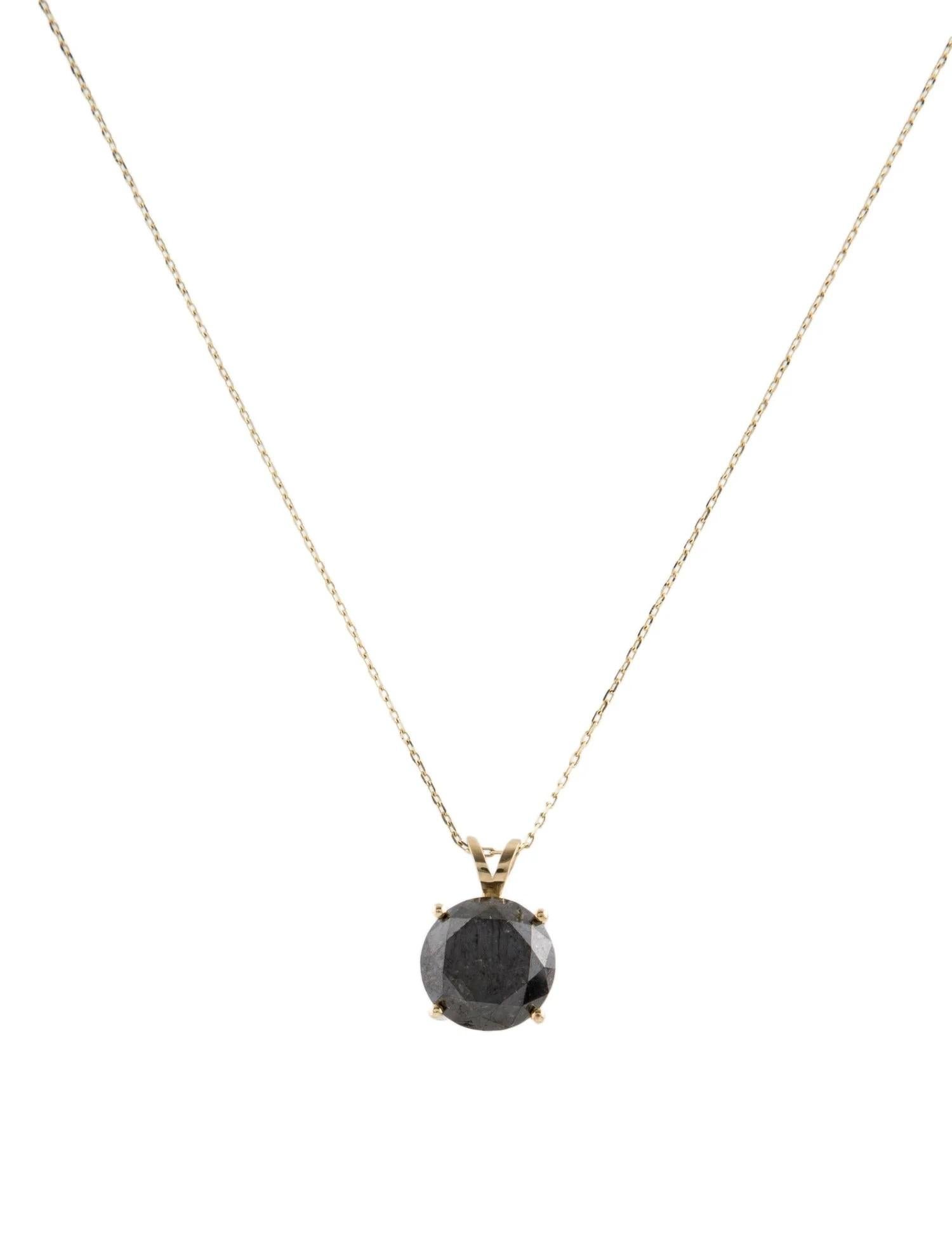 Round Cut 14K 3.80ct Diamond Solitaire Pendant Necklace For Sale