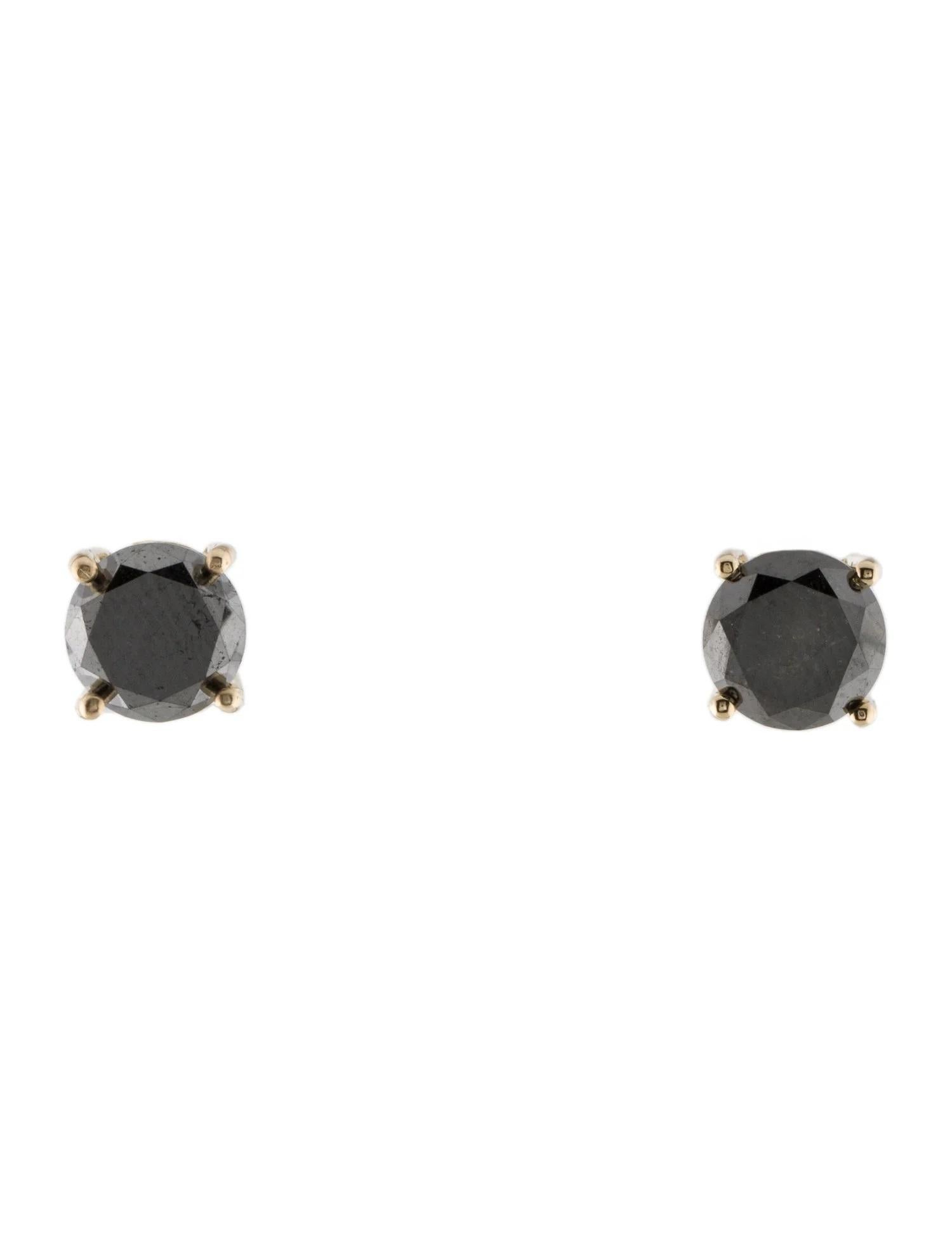 Taille ronde Clous d'oreilles en or jaune 14 carats avec diamants ronds brillants de 3,88 carats en vente