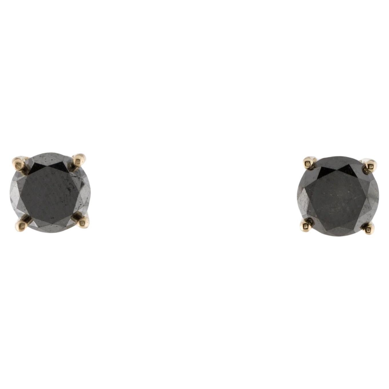 Clous d'oreilles en or jaune 14 carats avec diamants ronds brillants de 3,88 carats en vente
