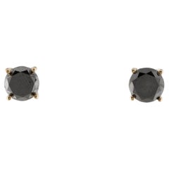 14K 3.88ctw Round Brilliant Diamond Stud Earrings in Yellow Gold