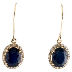 14K 4.22ctw Sapphire & Diamond Drop Earrings  14K Yellow Gold