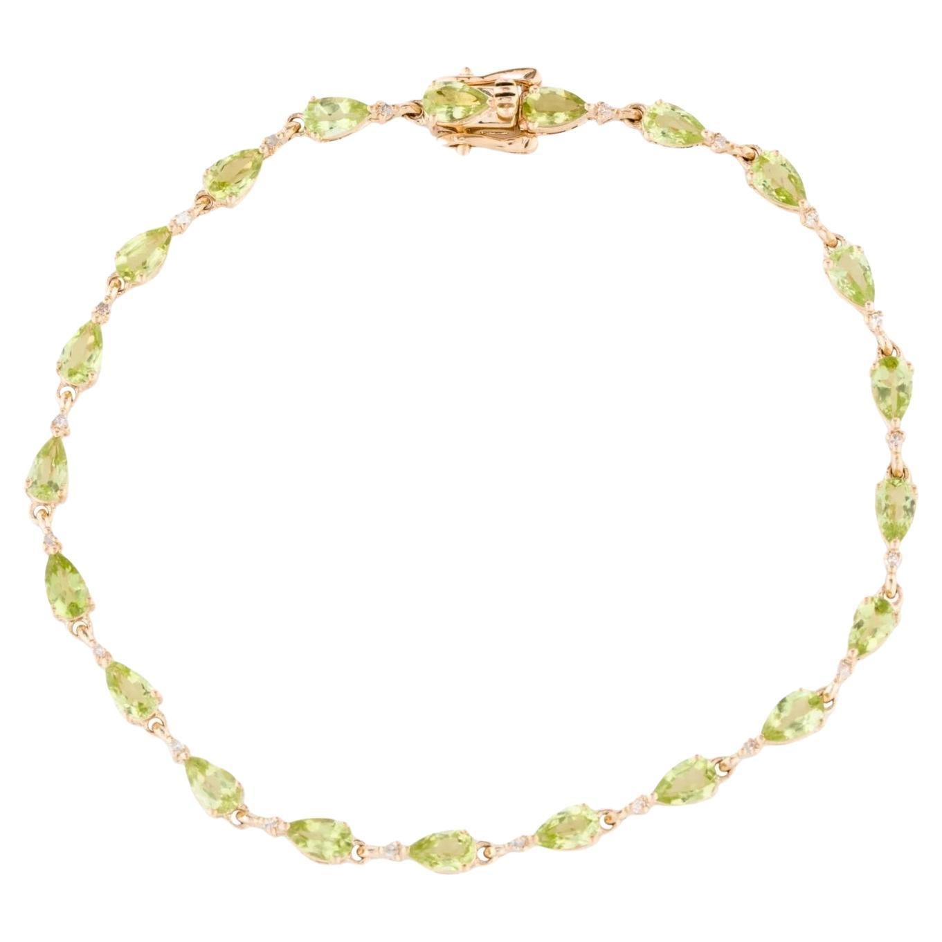 14K 4.35ctw Peridot Link Bracelet  Pear Modified Brilliant Gemstones  Green For Sale