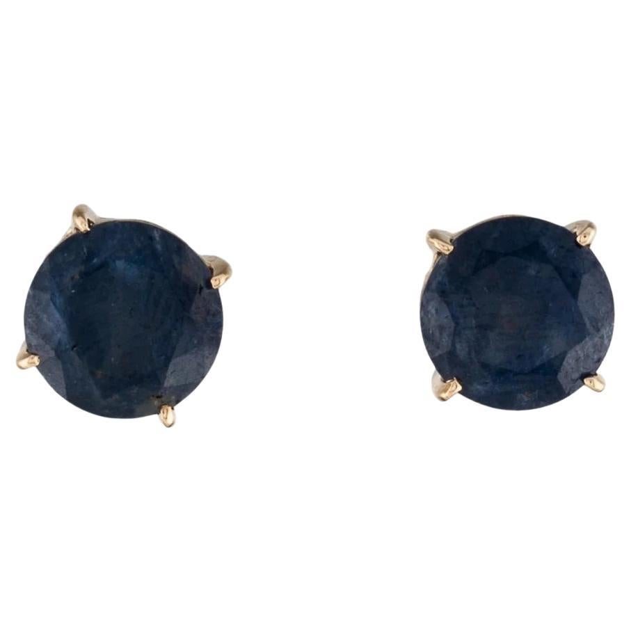 14K 4.51ctw Sapphire Stud Earrings - Timeless Elegance in Yellow Gold For Sale