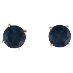 14K 4.51ctw Sapphire Stud Earrings - Timeless Elegance in Yellow Gold