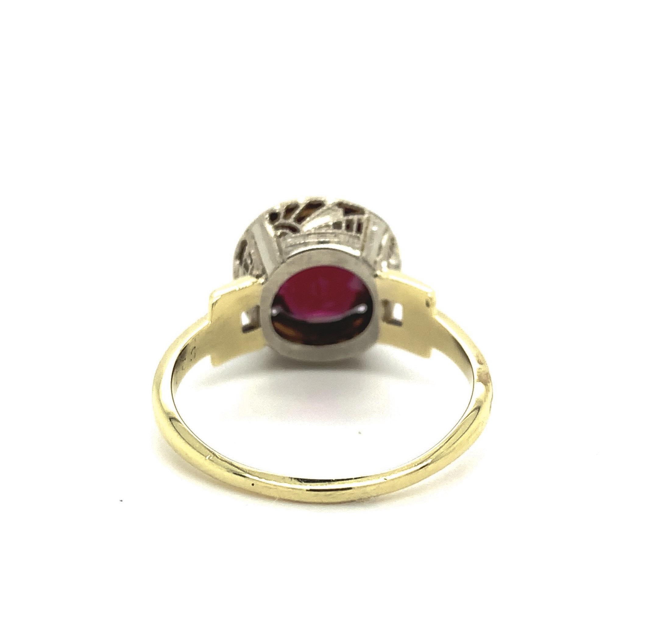 Filigraner 14K 4,5 Karat Rhodolith-Granat-Ring im Zustand „Hervorragend“ im Angebot in Big Bend, WI