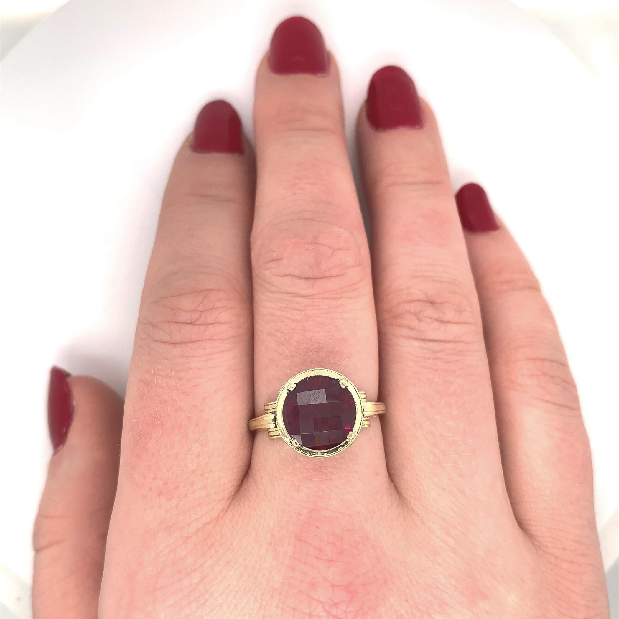 Women's 14k 4.5ct Rhodolite Garnet Filigree Ring For Sale