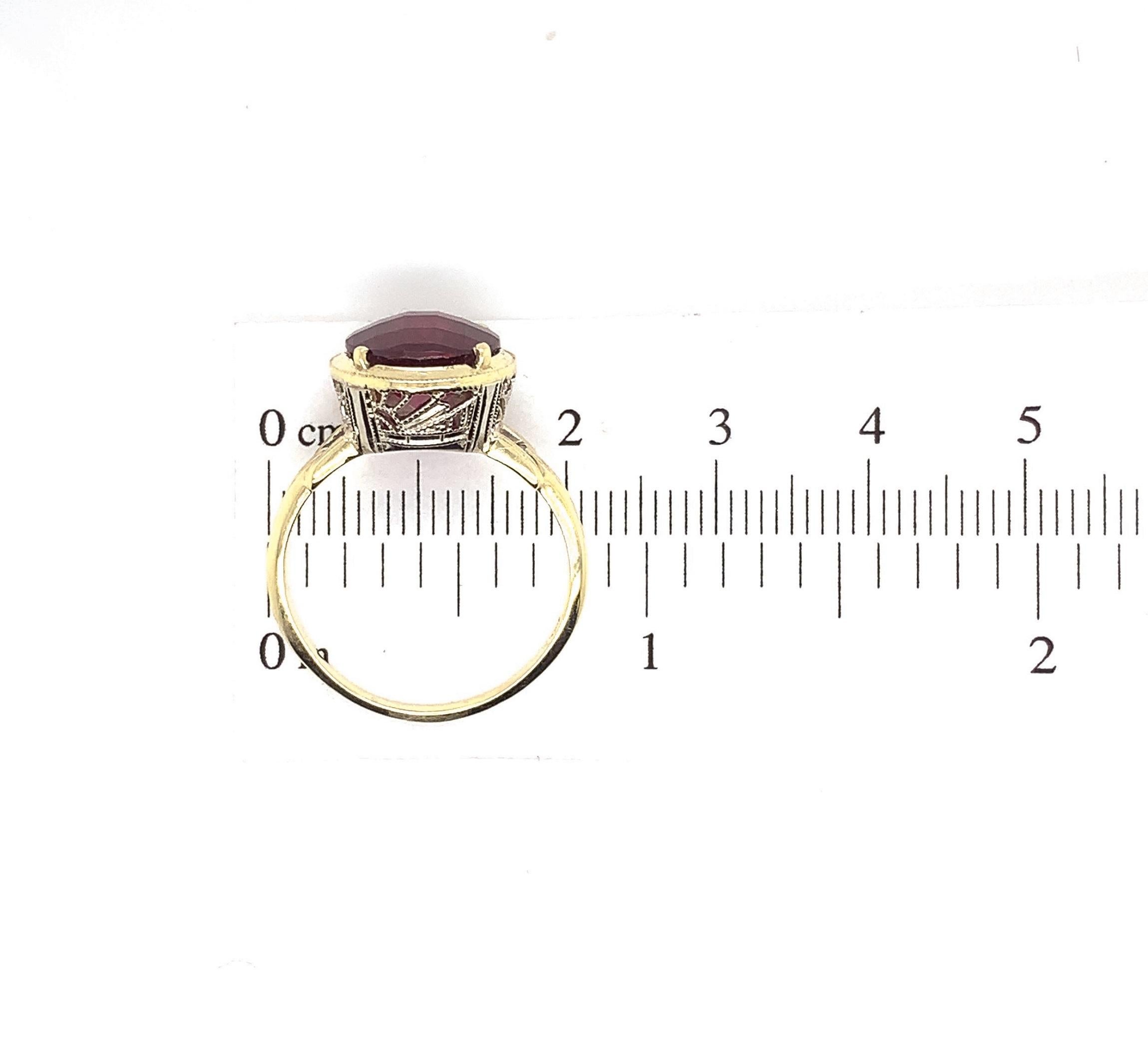 14k 4.5ct Rhodolite Garnet Filigree Ring For Sale 3