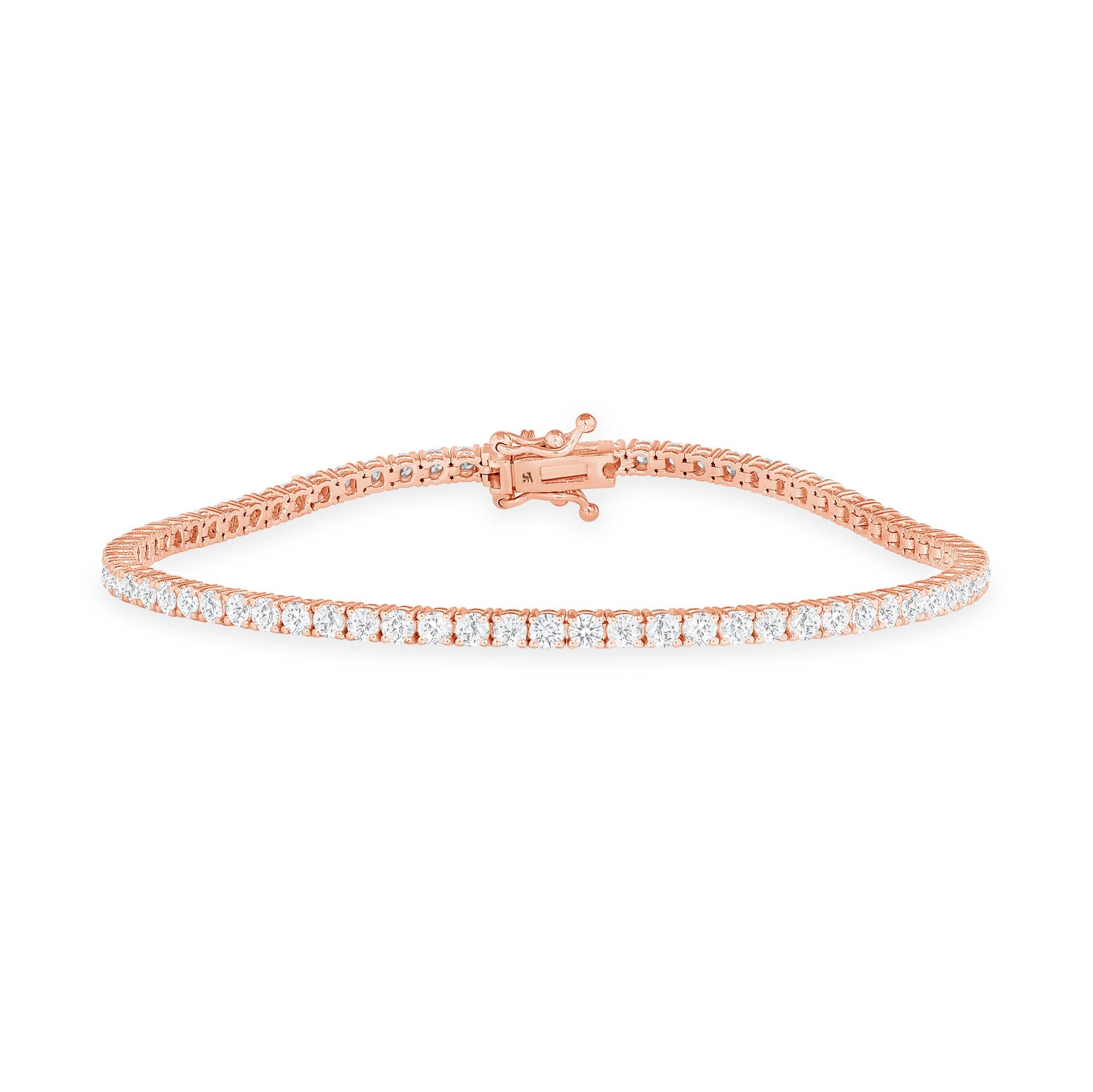Taille ronde Bracelet tennis en or blanc 14 carats avec diamants ronds de 4,65 carats en vente