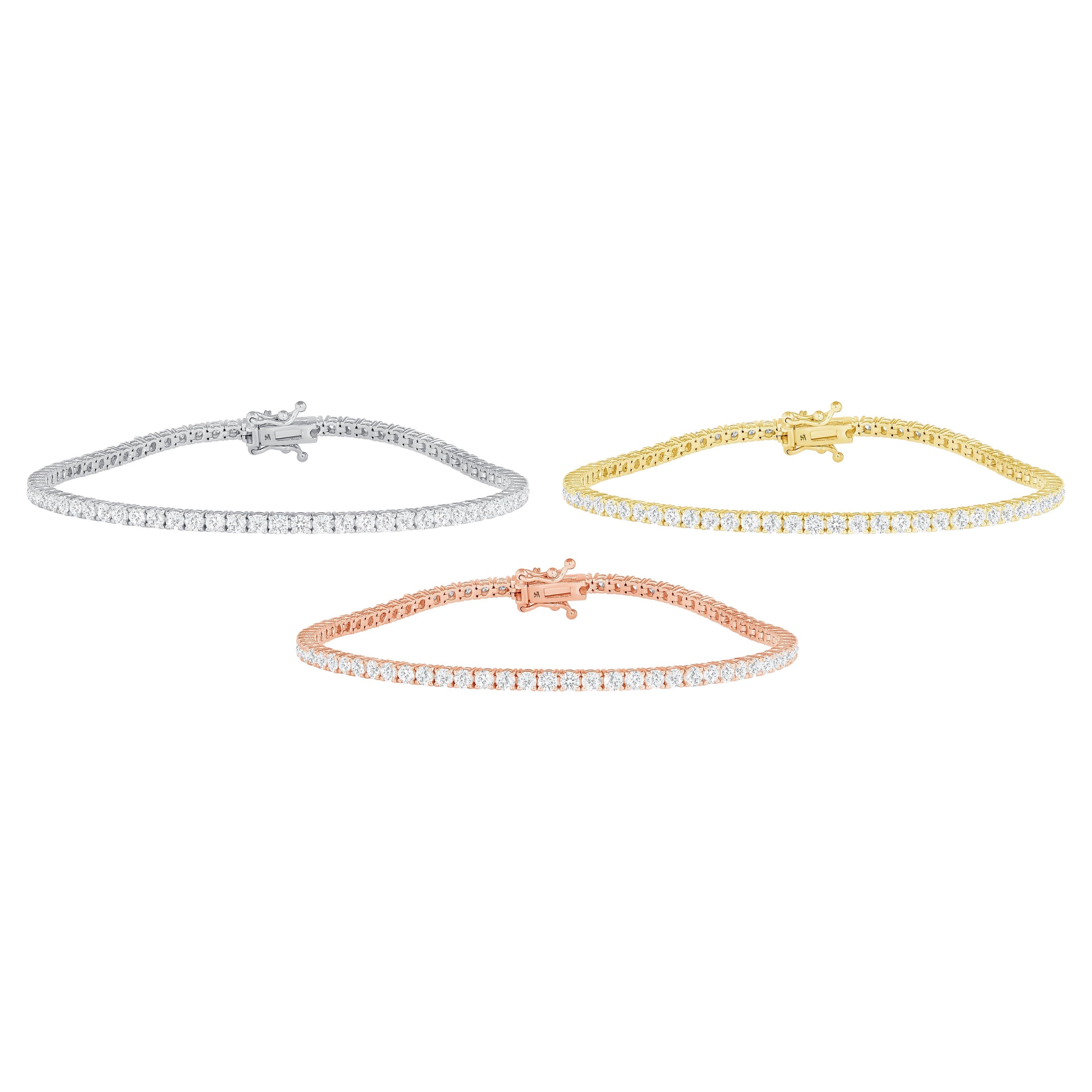 Bracelet tennis en or blanc 14 carats avec diamants ronds de 4,65 carats en vente