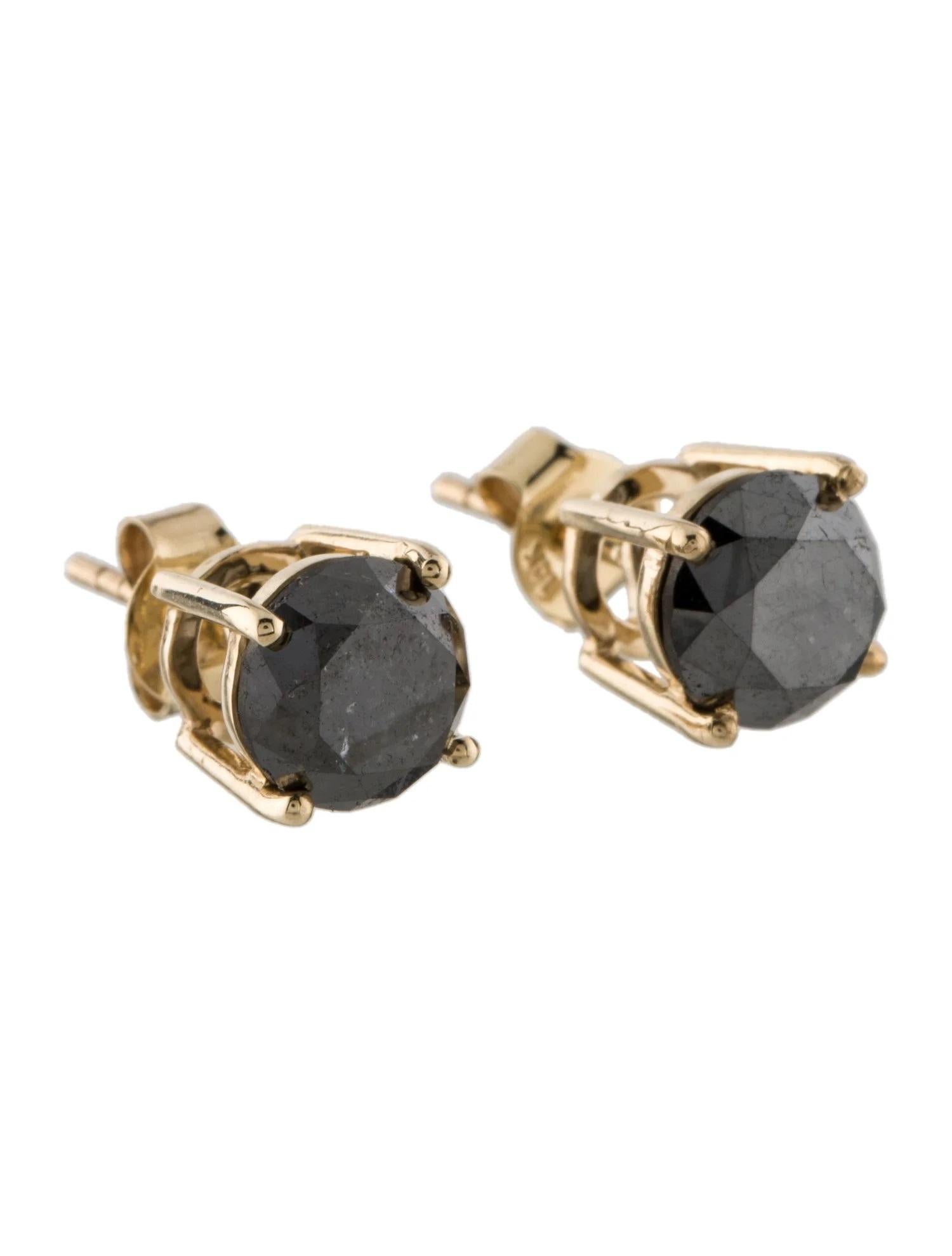 Artist 14K 4.68ctw Diamond Stud Earrings, Round Brilliant Cut, Black Color Enhanced For Sale