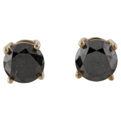 14K 4,68 Karat Diamant-Ohrstecker, runder Brillantschliff, schwarz lackiert