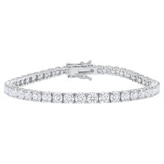Bracelet tennis en or blanc 14 carats avec diamants ronds de 5 carats