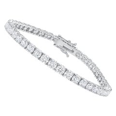 Pulsera de tenis de oro blanco de 14 quilates y 5 quilates con diamantes redondos de 6,5 pulgadas