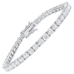 Pulsera de tenis de oro blanco de 14 quilates y 5 quilates con diamantes redondos