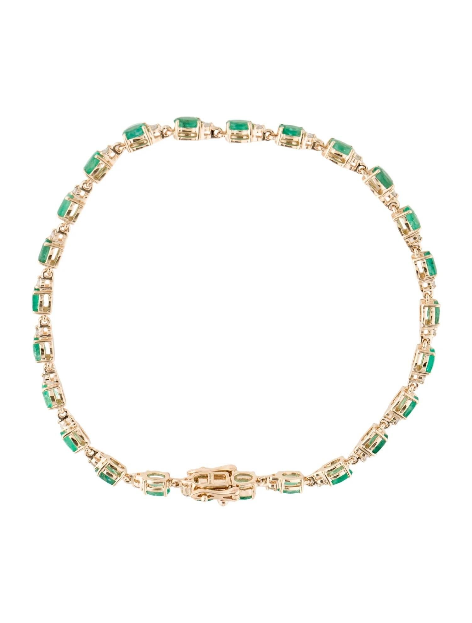 14K 5.09ctw Esmeralda y Diamante Pulsera Link - Esmeraldas Ovaladas, Brillantes Redondos Artista en venta