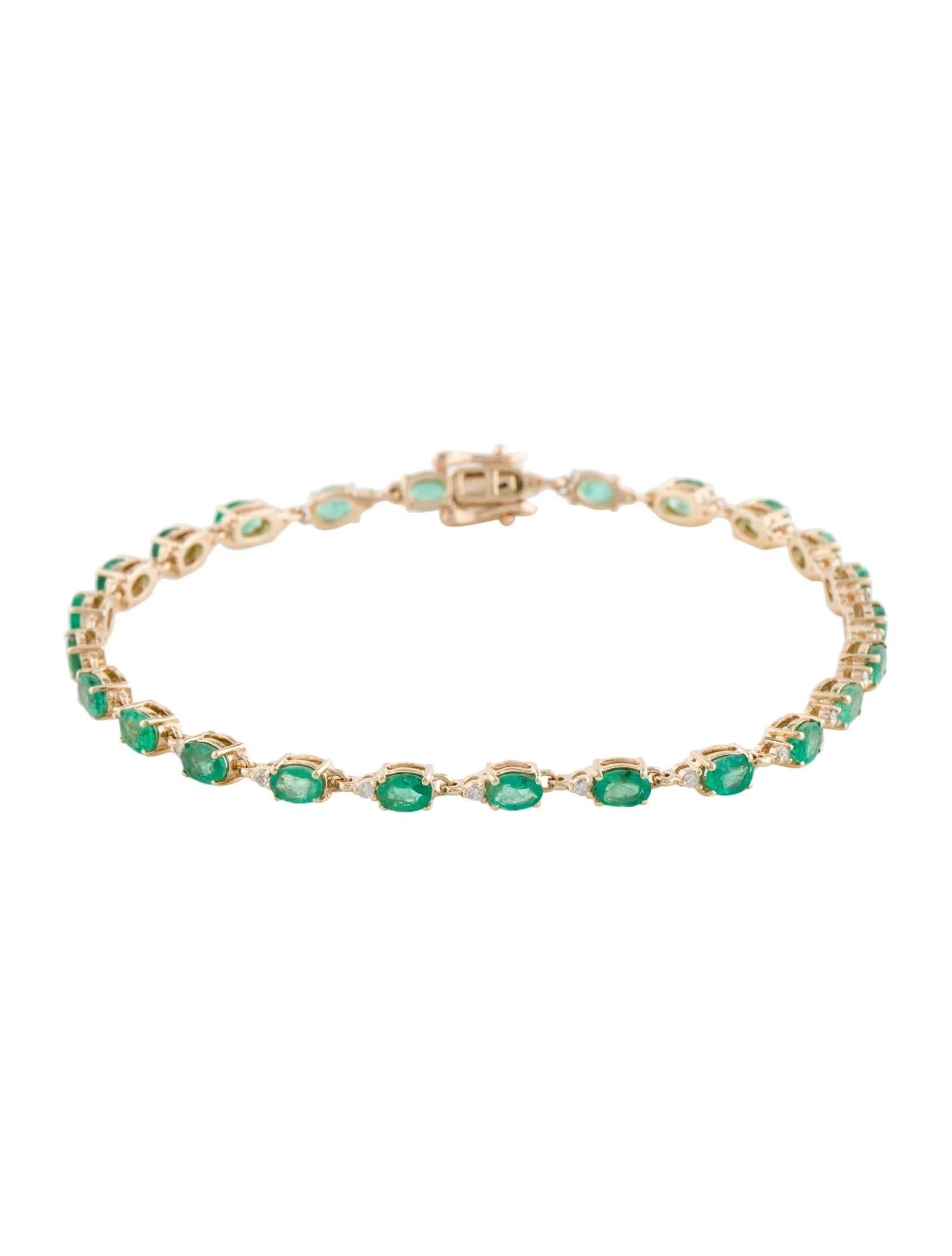 14K 5.09ctw Esmeralda y Diamante Pulsera Link - Esmeraldas Ovaladas, Brillantes Redondos Corte redondo en venta