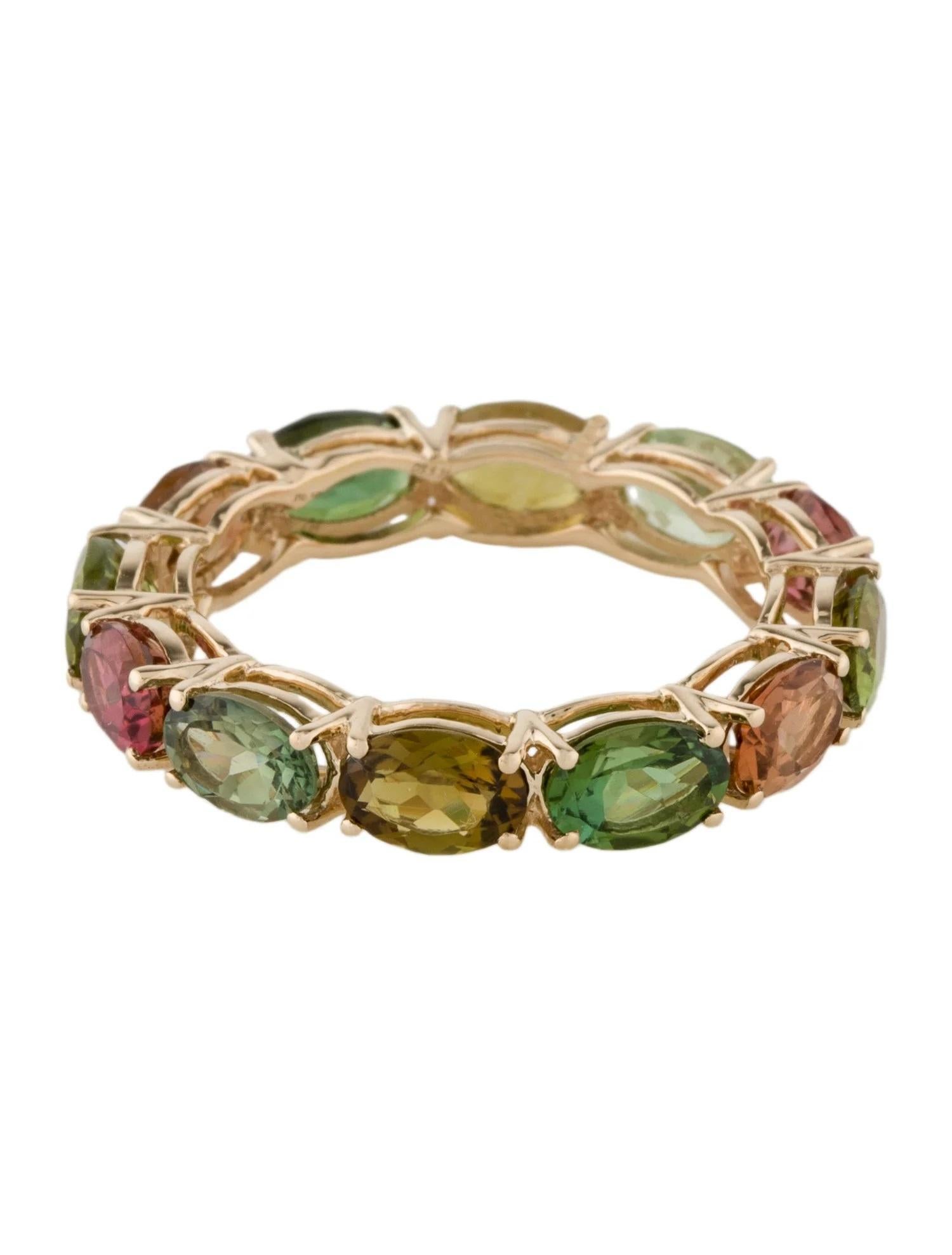 Artist 14K 5.28ctw Tourmaline Eternity Band Size 8  5.28 Carat Oval Modified Brilliant