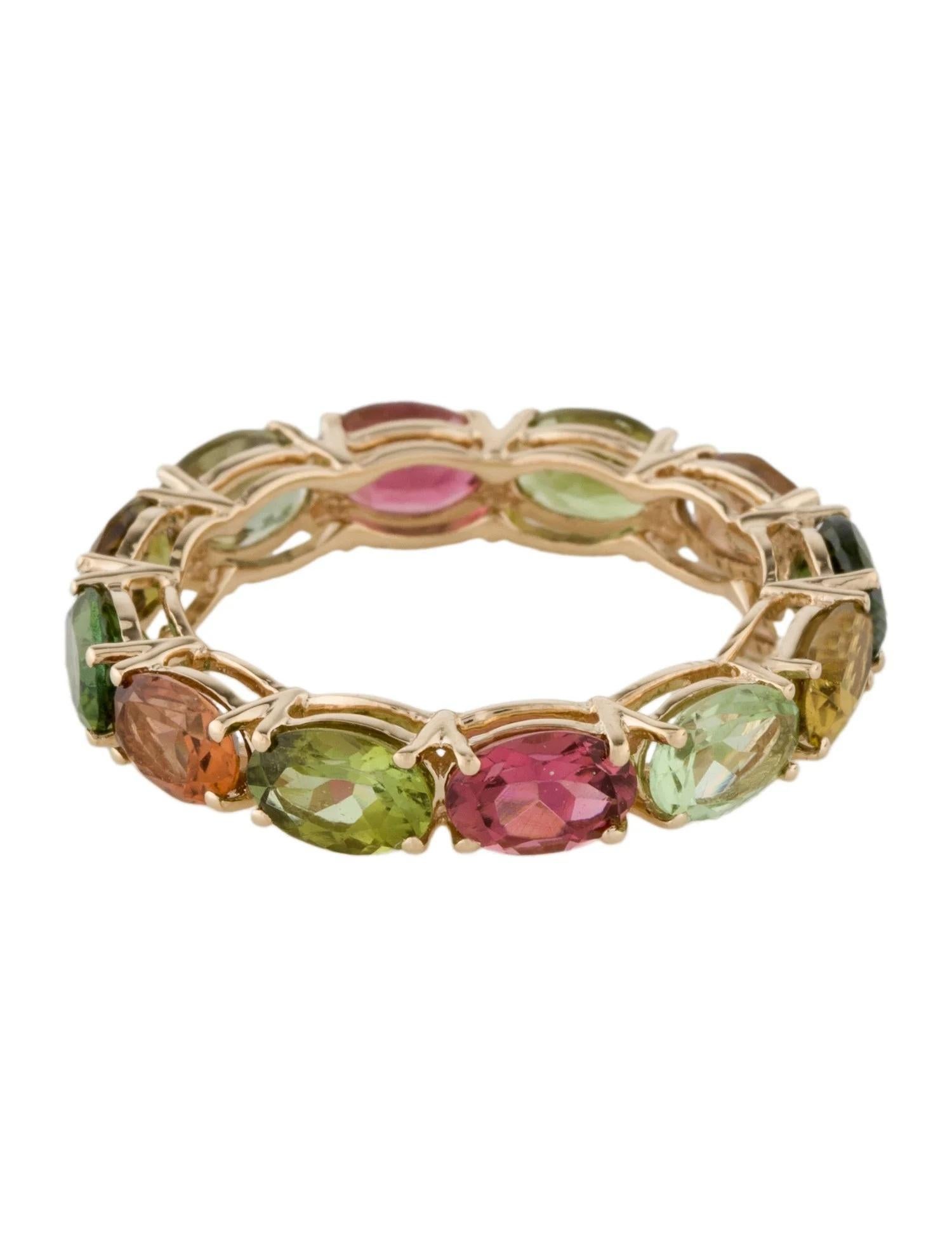 Oval Cut 14K 5.28ctw Tourmaline Eternity Band Size 8  5.28 Carat Oval Modified Brilliant