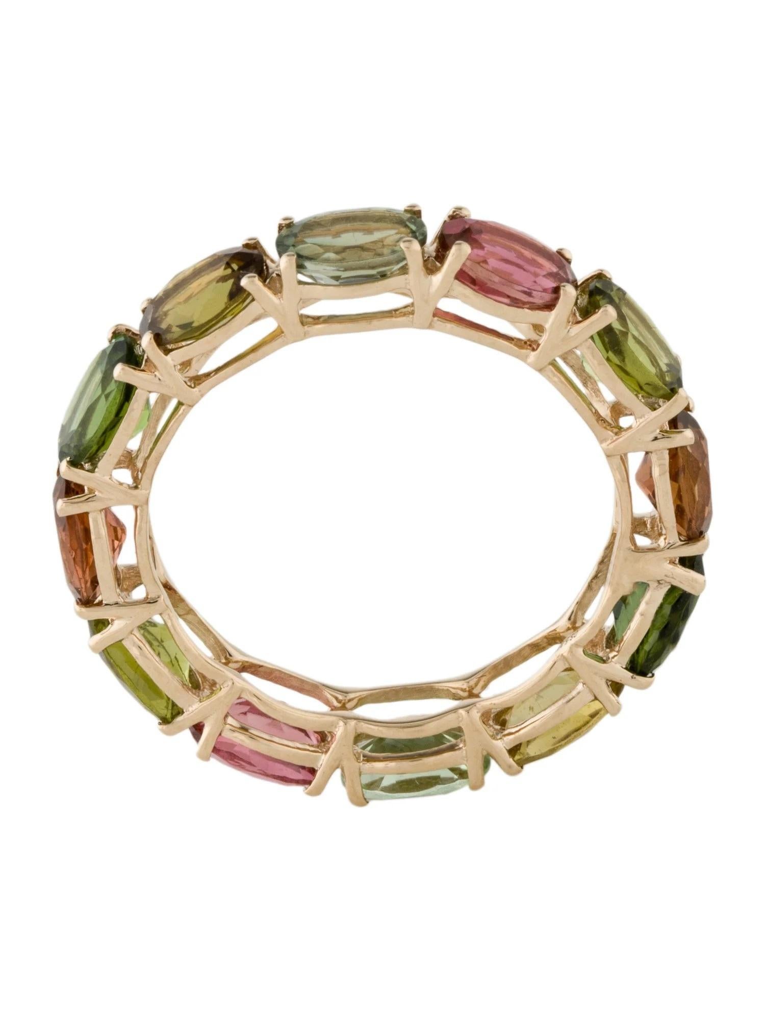 14K 5.28ctw Tourmaline Eternity Band Size 8  5.28 Carat Oval Modified Brilliant In New Condition In Holtsville, NY