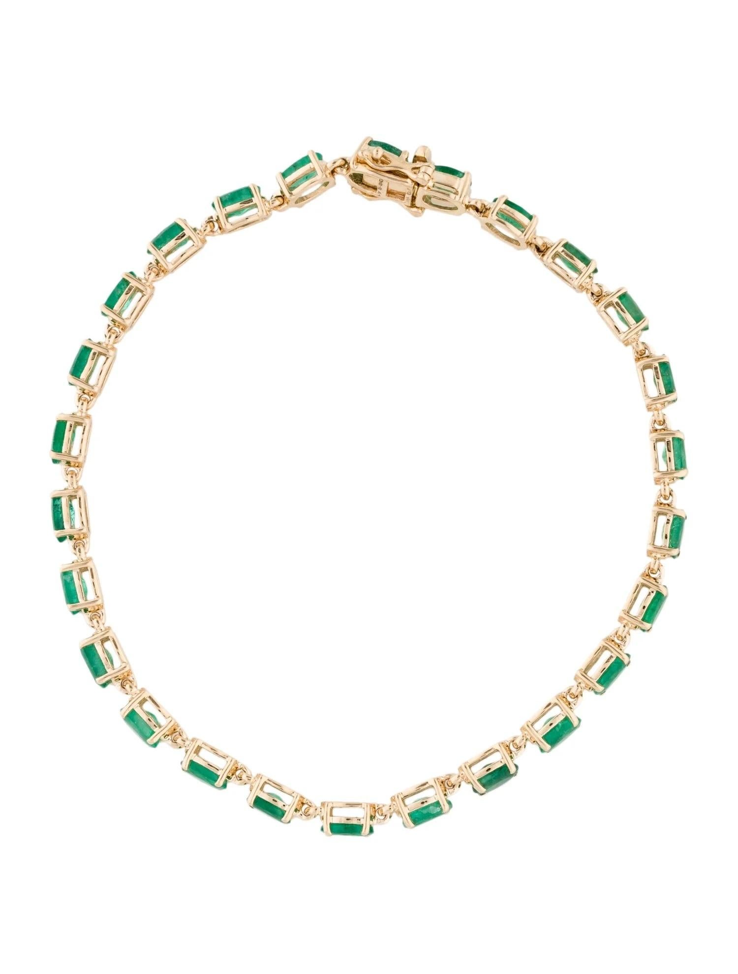 Artist 14K 5.35ctw Emerald Link Bracelet  Yellow Gold  6.75