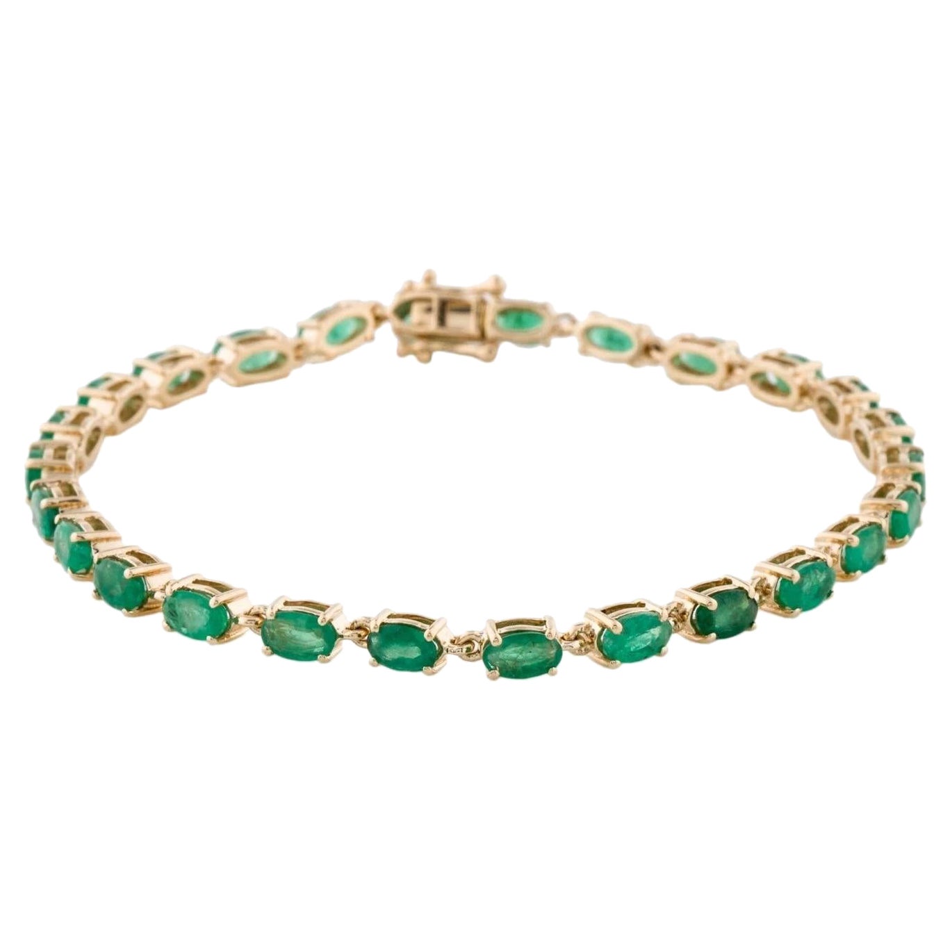 14K 5.35ctw Emerald Link Bracelet  Yellow Gold  6.75" Inside Circumference