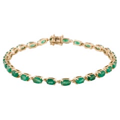 14K 5,35ctw Smaragd-Gliederarmband Gelbgold Smaragd