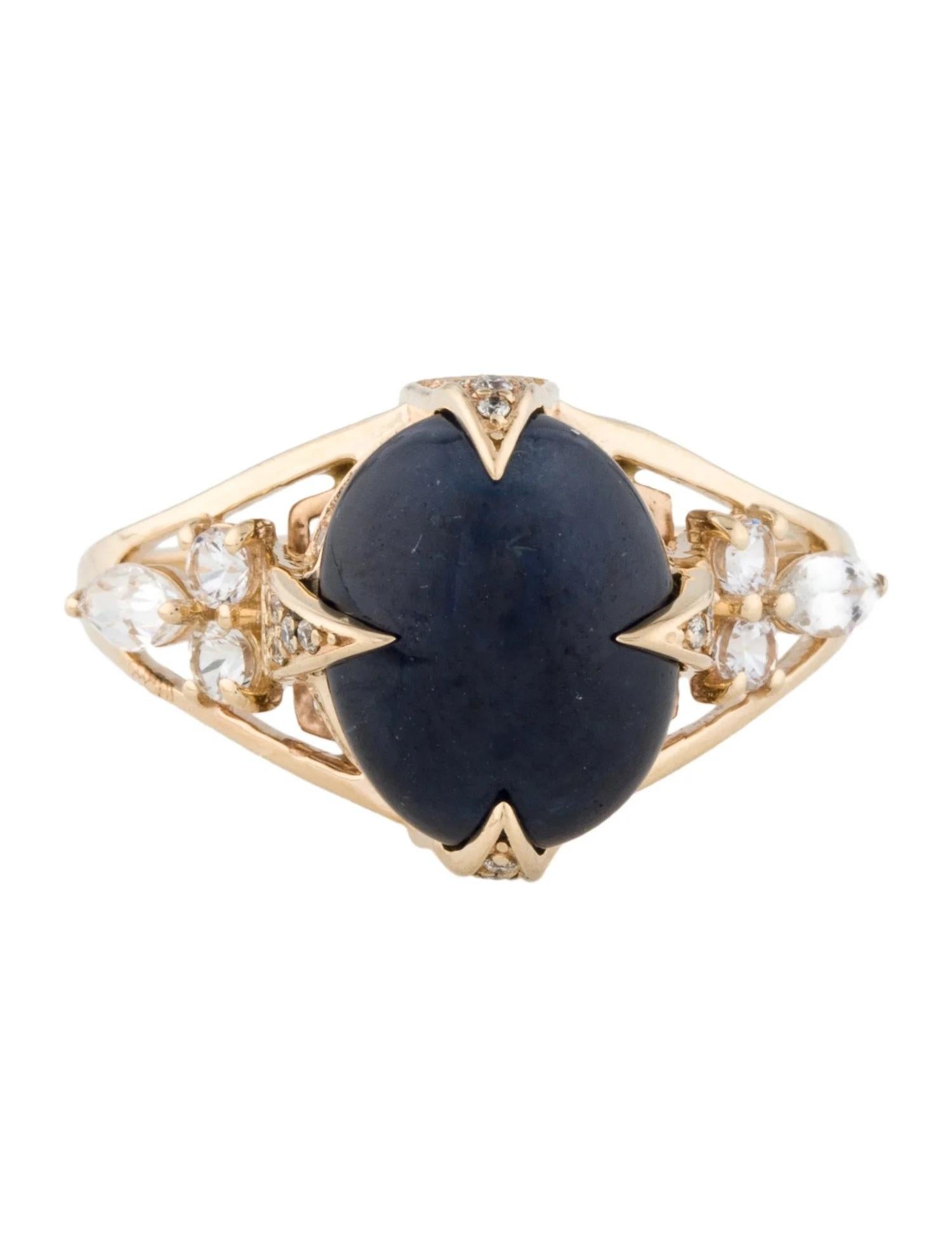 Artist 14K 5.48ctw Sapphire & Diamond Cocktail Ring Size: 7  Marquise Modified Brillia
