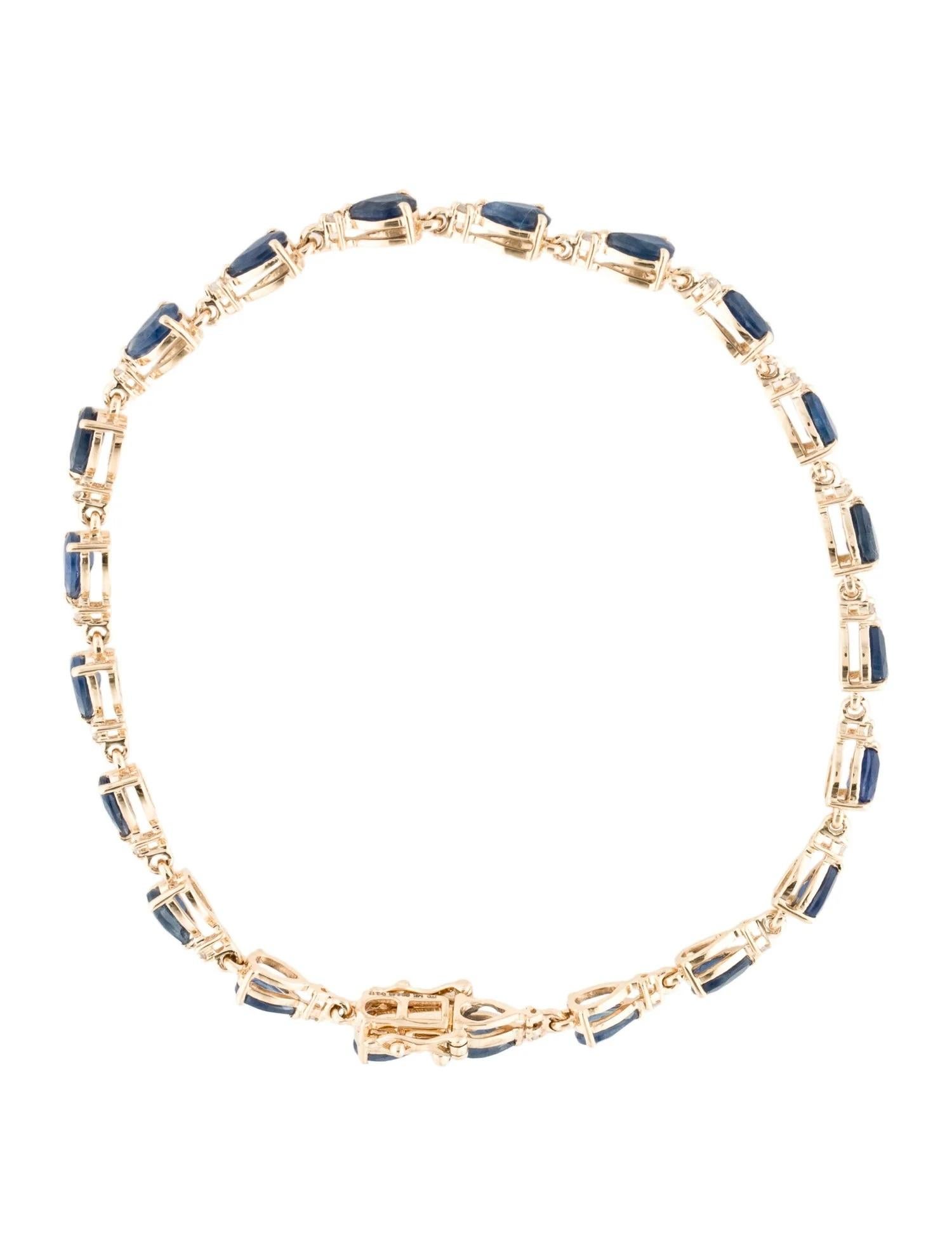 Artist 14K 5.63ctw Sapphire & Diamond Link Bracelet  Faceted Pear Shaped Sapphire  Ye For Sale