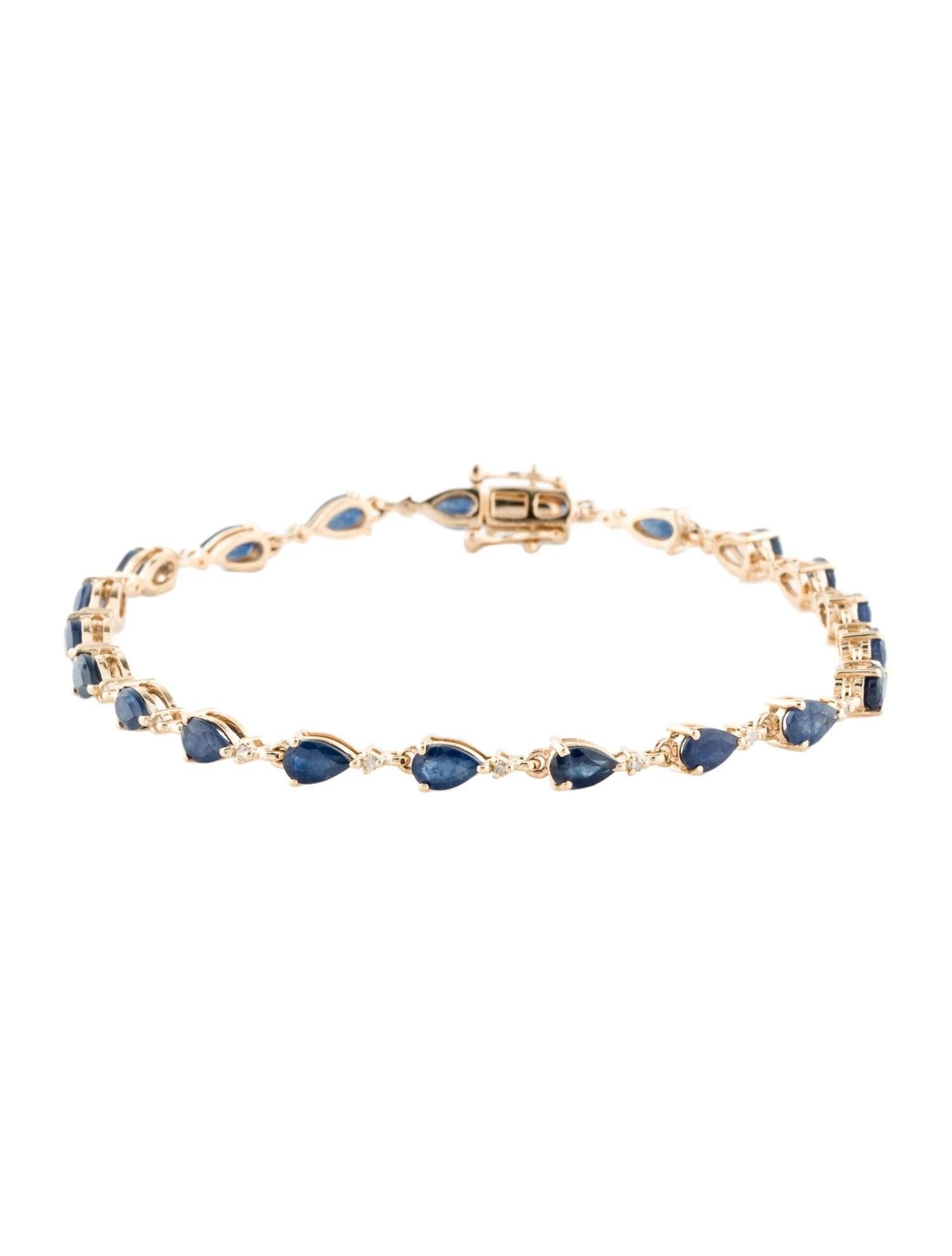 Pear Cut 14K 5.63ctw Sapphire & Diamond Link Bracelet  Faceted Pear Shaped Sapphire  Ye For Sale