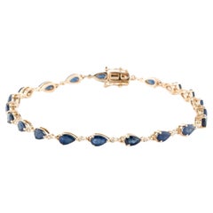 14K 5.63ctw Sapphire & Diamond Link Bracelet  Saphir poire facetté  Oui