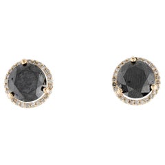 14K 5.81ctw Round Brilliant Diamond Stud Earrings in Yellow Gold - Luxury Piece