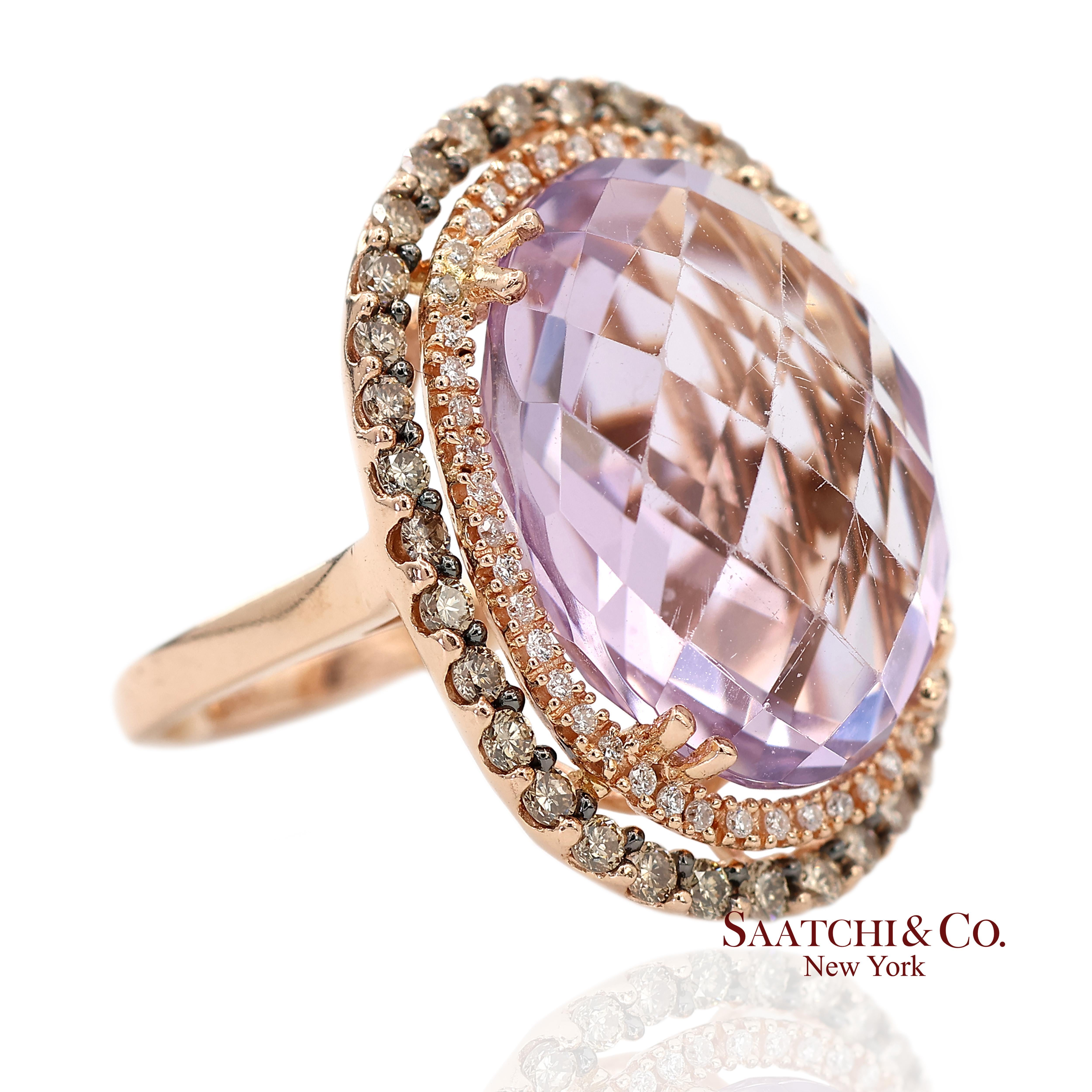 Ring aus Roségold mit natürlichem Diamant und Amethyst

Metall Typ: 14K Rose Gold
Gesamtgewicht des Artikels: 7,4 Gramm
Ringgröße: 3.5 (veränderbar)
Abmessungen: Länge: 24,5 mm X Breite: 19,0 mm X Höhe: 11,0 mm

Primärstein 1: