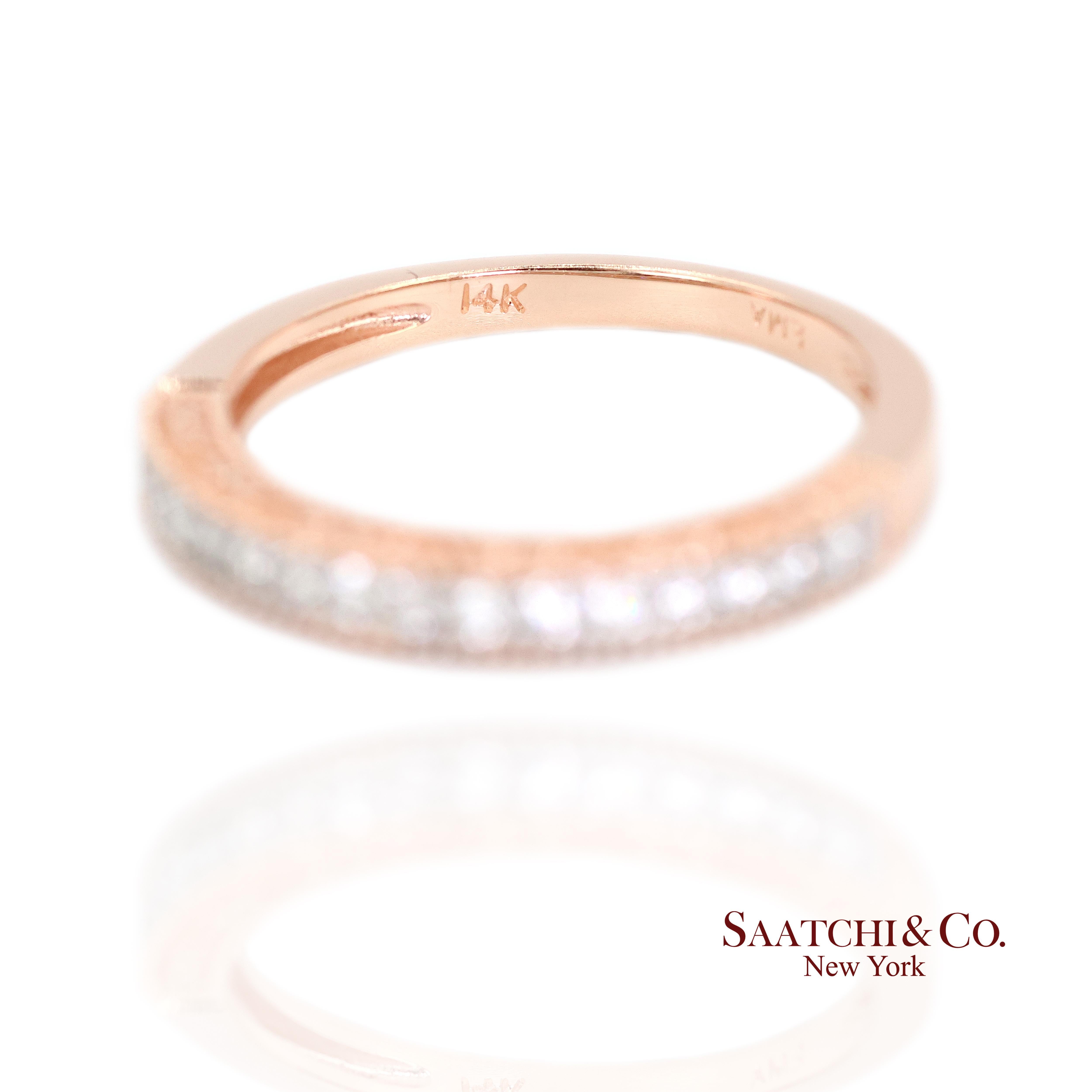 14K 585 Rose Gold Natürlicher Diamant Gravierter Bandring für Damen oder Herren im Angebot