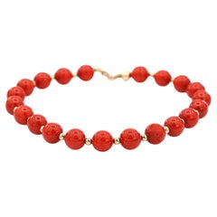 Bracelet en or jaune massif 14K 585 Corail