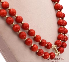 14K 585 Massiv Gelbgold Korallenkette