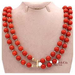 14K 585 Massiv Gelbgold Korallenkette