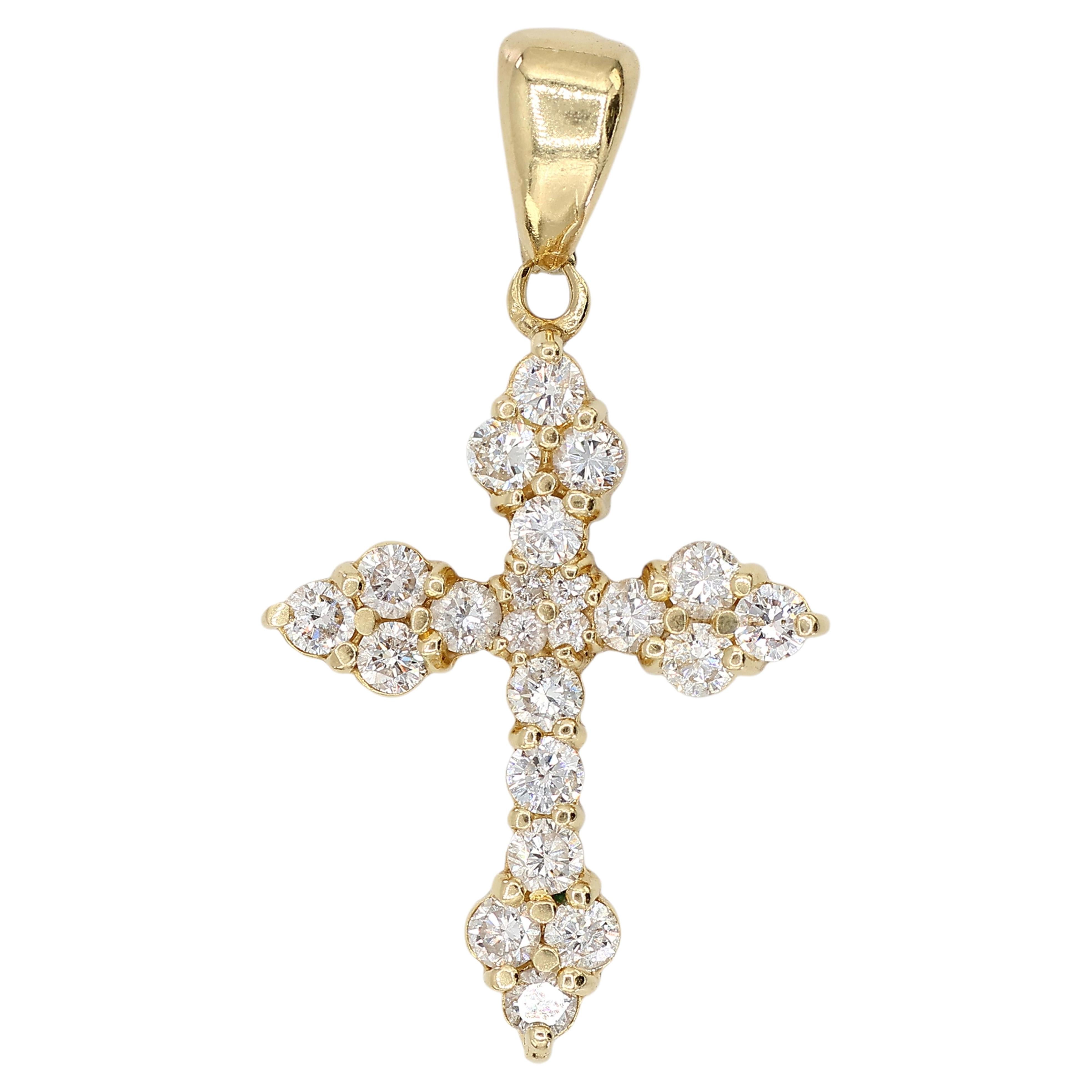 Collana con ciondolo con diamante naturale in oro giallo massiccio 14K 585