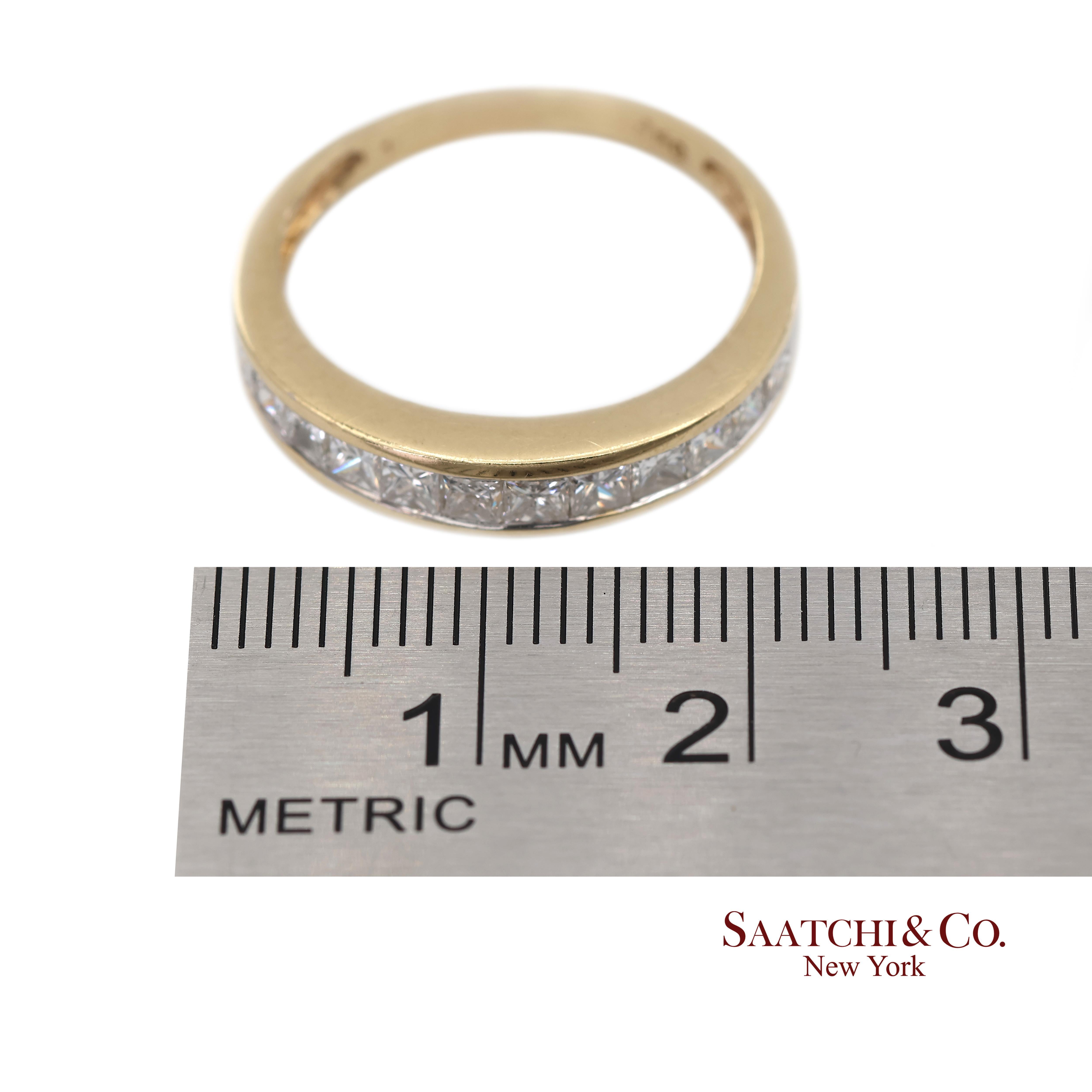 Bague en or jaune massif 14K 585 diamants naturels taille princesse en vente 4